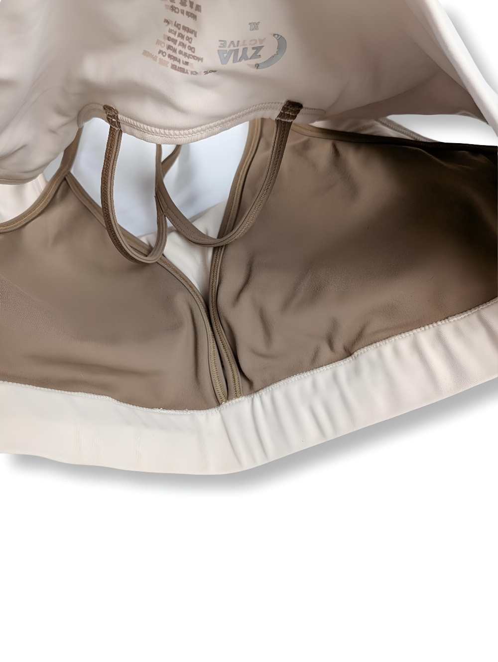 Zyia Active Cocoa & Cream Streamline Bra Strappy Cream And Brown XL 38DD 40DD - Picture 6 of 7